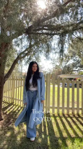 denim on denim 🫐 #OOTD #deniminspo #outfitideas #denim #trenchcoat #whatiwore #foryou #fyp 