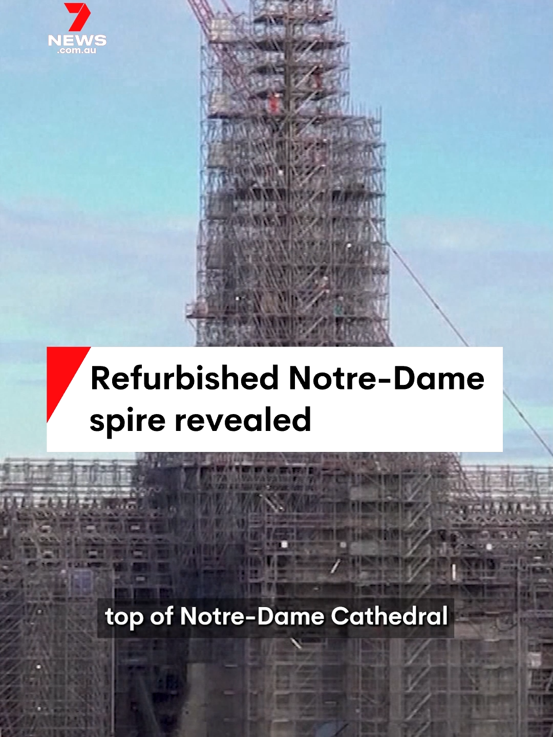 Timelapse video has captured the unveiling of Notre Dame Cathedral's new spire, marking a significant milestone in the ongoing restoration effort following a fire in 2019. #notredame #restoration #paris #7NEWS