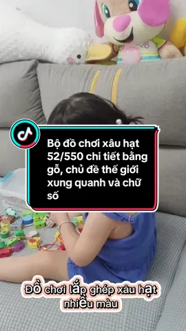 Bộ đồ chơi xâu hạt 52/550chi tiết bằng gỗ, chủ đề thế giới xung quanh và chữ số##xauhat##xauhatgo##dochoi##dochoitreem##dochoichobe