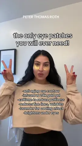 THE ONLY EYE PATCHES YOU WILL EVER NEED!😍Literally in just 10 min you get the smoothest firm undereye look! #eyepatches #24kgold #eyepatches #beauty #skincare #tiktokshop #eyepuffiness #caffeine #lavender #smoothskin #liftandfirmeyepatches #peterthomasroth #peterthomasrotheyepatches #facelift #removewrinkles #firm #lift #skin
