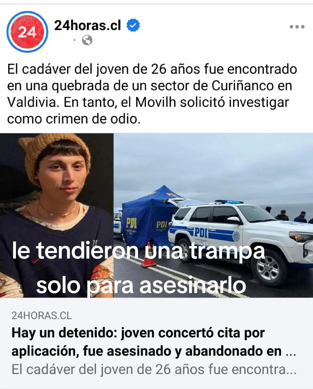 #valdivia   un joven en la ciudad de Valdivia concretó una cita atra vez de una aplicación sin pensar que era una trampa y que nunca mas volvería a su hogar. nota 24 horas cl gentileza 💛