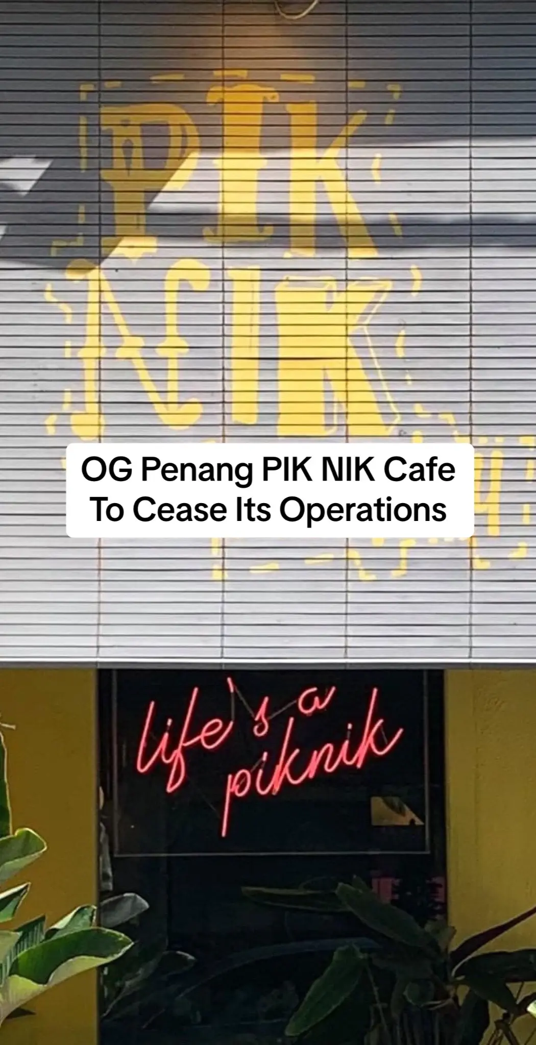 Penang’s OG Cafe, PIK NIK is ceasing operations after 13 years 😢 PIK NIK, being the pioneer of cafes in Penang has announced its closure after bringing us 13 years of good food and being the go-to hang out spot for many with their infamous tagline: Good Friends Never Bojio ❤️ Drop by for a final farewell as the closure will be effective 01/04/2024.  📍 15, Jalan Nagor, 10500 George Town, Pulau Pinang ⏰ 12pm-10pm (Monday-Wednesday)