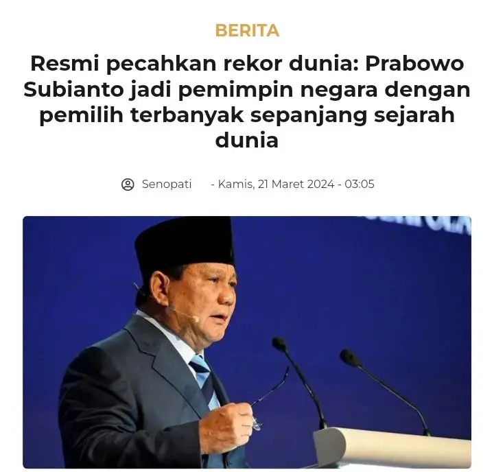 #prabowo #prabowosubianto #gibranrakabuming #rekor #sejarah #indonesia #fypシ゚viral #fyp 