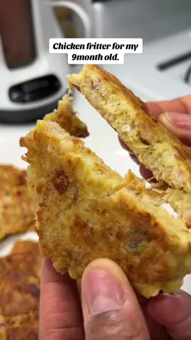 Chicken fritter for my onth old. Chicken fritter for my 9month old. My son is not in the mood for a camera so no recording today. But rest assured he loved it and so did I 😂😂😂 my husband said u are making food for him and almost finishing it.                                                    Ingredients are, 2table spoon flour, 2eggs, and left over chicken or freshly cooked chicken, mozzarella cheese and cream cheese. The taste is really divine.  #fyp #momlife #foryoupage #foryou #andrewjnr #boymom #viralvideo #dadlife #mumlife #babyfoodidea #babytiktok #tiktok #tiktokviral #babyfoodrecipes #babyfoodideas #pumpingmom #mom 