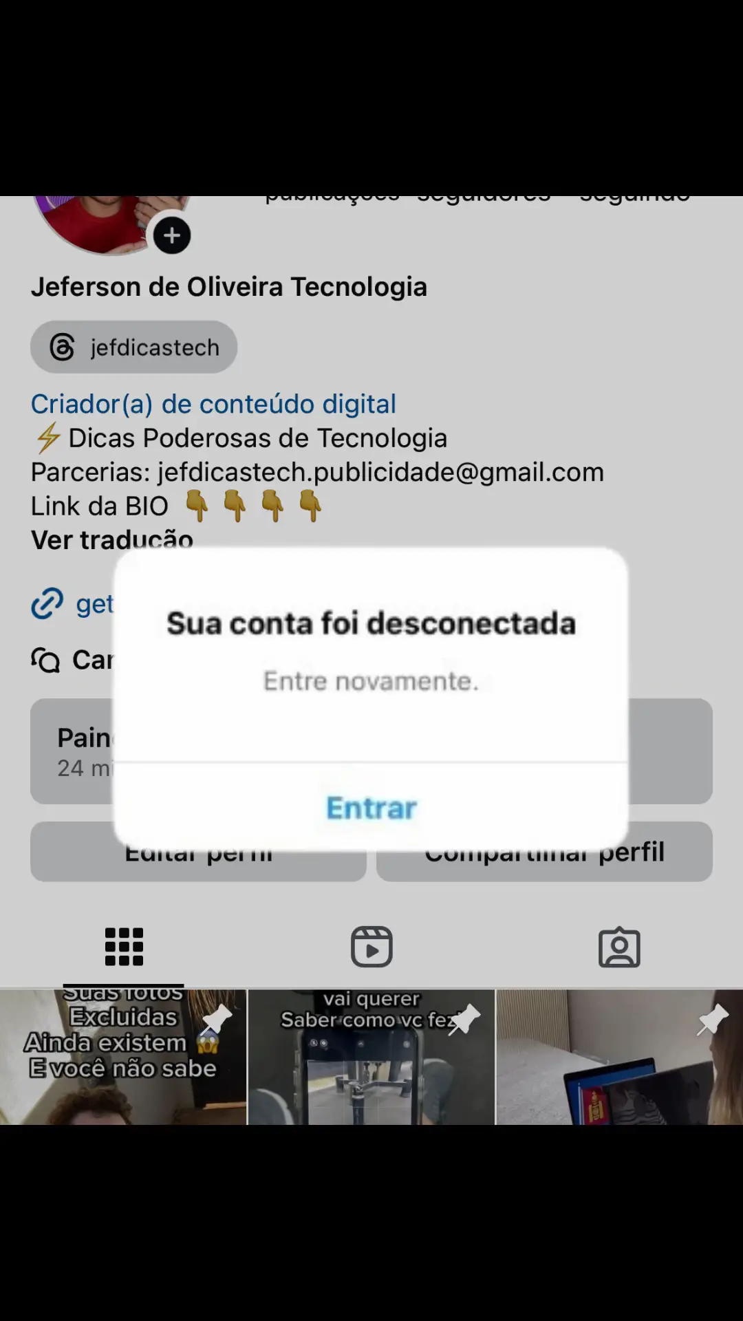 Sua conta não tá sendo hackeada, não se assuste! Está acontecendo uma instabilidade no Instagram, então fique calmo antes de qualquer coisa. Manda esse post pra que está sofrendo com esse problema agora. Em breve vai voltar tudo ao normal, não precisa mudar seus dados nem e-mail, nem senha nem nada, só esperar um pouco 👍.