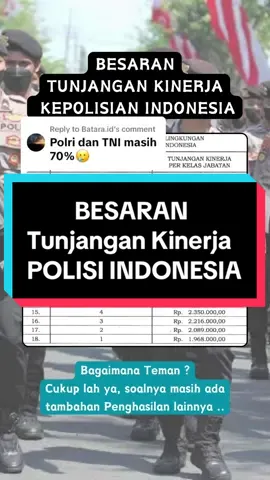 Replying to @Batara.id  Yooii Om, Tukin Polri dan Tni yaitu grade 70%, Tapi cukup lah ya untuk Polisi/TNI bertahan hidup demi menjaga Negara Republik Indonesia.. #polisi #tni #gajipolisi #tukinpolri #gajipolri #viral #gajiasn #gajipns #fyp #fyppp 