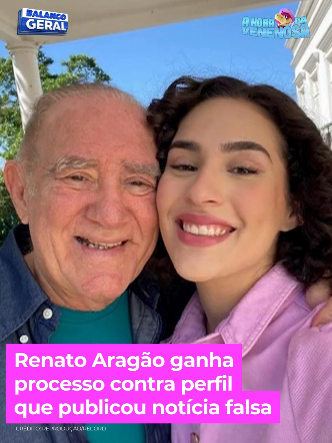 Uma página noticiou nas redes sociais que Renato Aragão havia sido internado em uma casa de repouso pela filha, Lívian Aragão. O humorista processou o perfil na Justiça e pediu uma indenização de R$ 100 mil. Segundo a decisão, a página terá que retirar a publicação do ar sob multa de R$ 2 mil por dia. Confira! #AHoraDaVenenosa #BalançoGeral #renatoaragao #livianaragao #fakenews