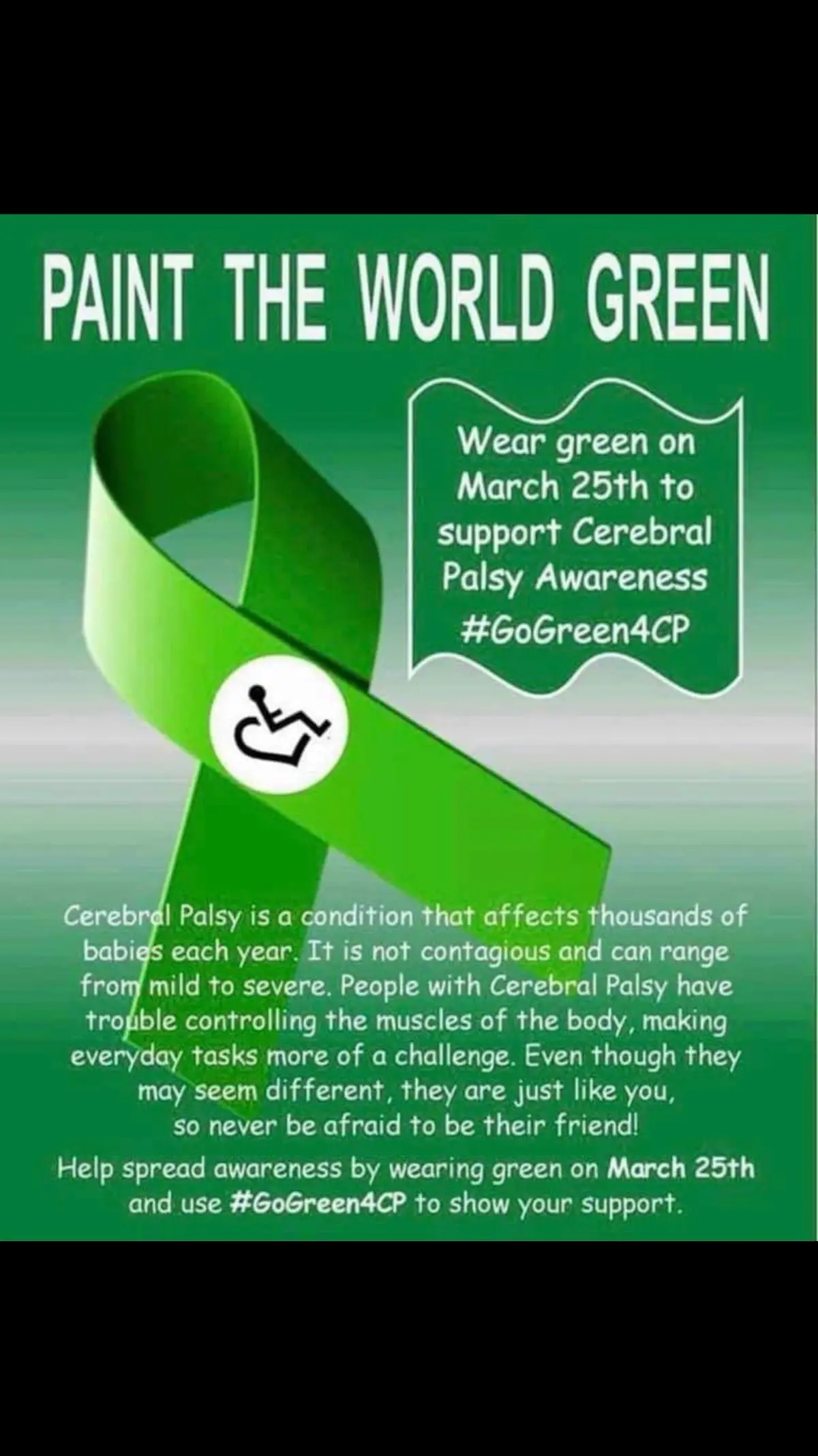 Lets turn monday green 💚 #cerebralpalsy #march25th #keepsupporting #viral #fyp @💚🔱THESIMMS 🔱💚 💚💚💚