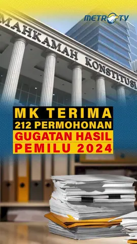 Mahkamah Konstitusi telah menerima 212 gugatan sengketa hasil Pemilu 2024. #MK #MahkamahKonstitusi #GugatanHasilPemilu #SengketaPemilu #HasilPemilu2024 #Pemilu2024 #Pilpres2024 #SalingJaga