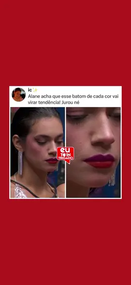 Alane lança tendência ao usar batom de duas cores, vermelho nos lábios inferiores e roxo nos lábios superiores. VÃO ADERIR? 😳 #alane #bbb #tendencia #famoso #eutointrigado #entriguei 