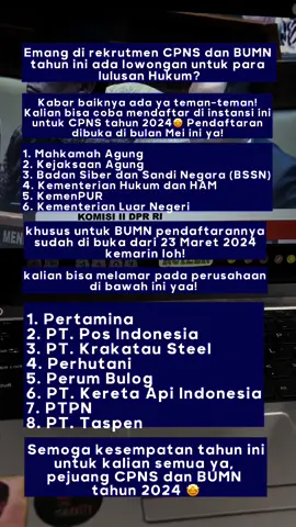 Semoga formasi tahun ini bisa buat lulusan sarjana hukum full senyum yah ☺️🔥 #pendaftarancpns #cpns2024 #jadwalskdcpcn #2024jadiasn #cpns2024kapandibuka #infocpns #cpns #hukum #sarjanahukum #bumn #fhcibumn #rbbbumn #fypシ #beranda 