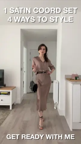 1 SATIN COORD SET 4 WAYS TO STYLE IT | GRWM | #coordset #spring #outfit #outfitideas #workwear #eveningwear #smartcasual #chic #satin #shirt #skirt #quietluxury #oldmoneystyle 