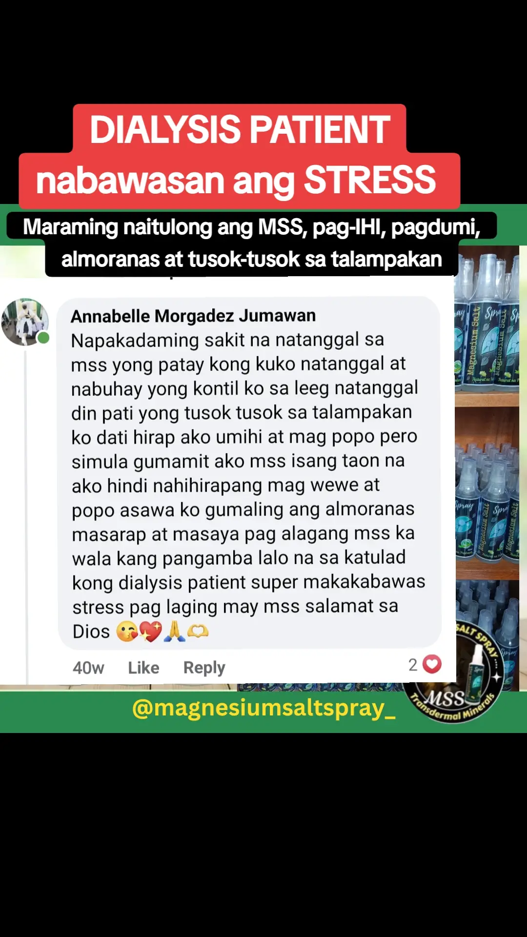 Ang kahit anong karamdaman ay maaring GUMALING kapag naibigay mo ang kakailanganin ng iyong katawan. #MSS  #allinone #miraclespray  #NATURALnaPANLUNAS  #MAGNESIUMsaltSPRAY  #naturalnapanlunasadvocate  #pisikpisiktanggalangmgasakit  #TRANSDERMALmineralSUPPLEMENT  #foryou #health 