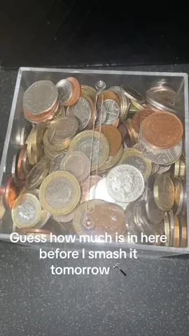 Follow to find out the amount tomorrow!  This is the small box and its soo heavy!!  #f #fyp #foryou #fypシ #savingschallenge #pennysavingchallenge #money #tiktokshop #guess #savewithme 