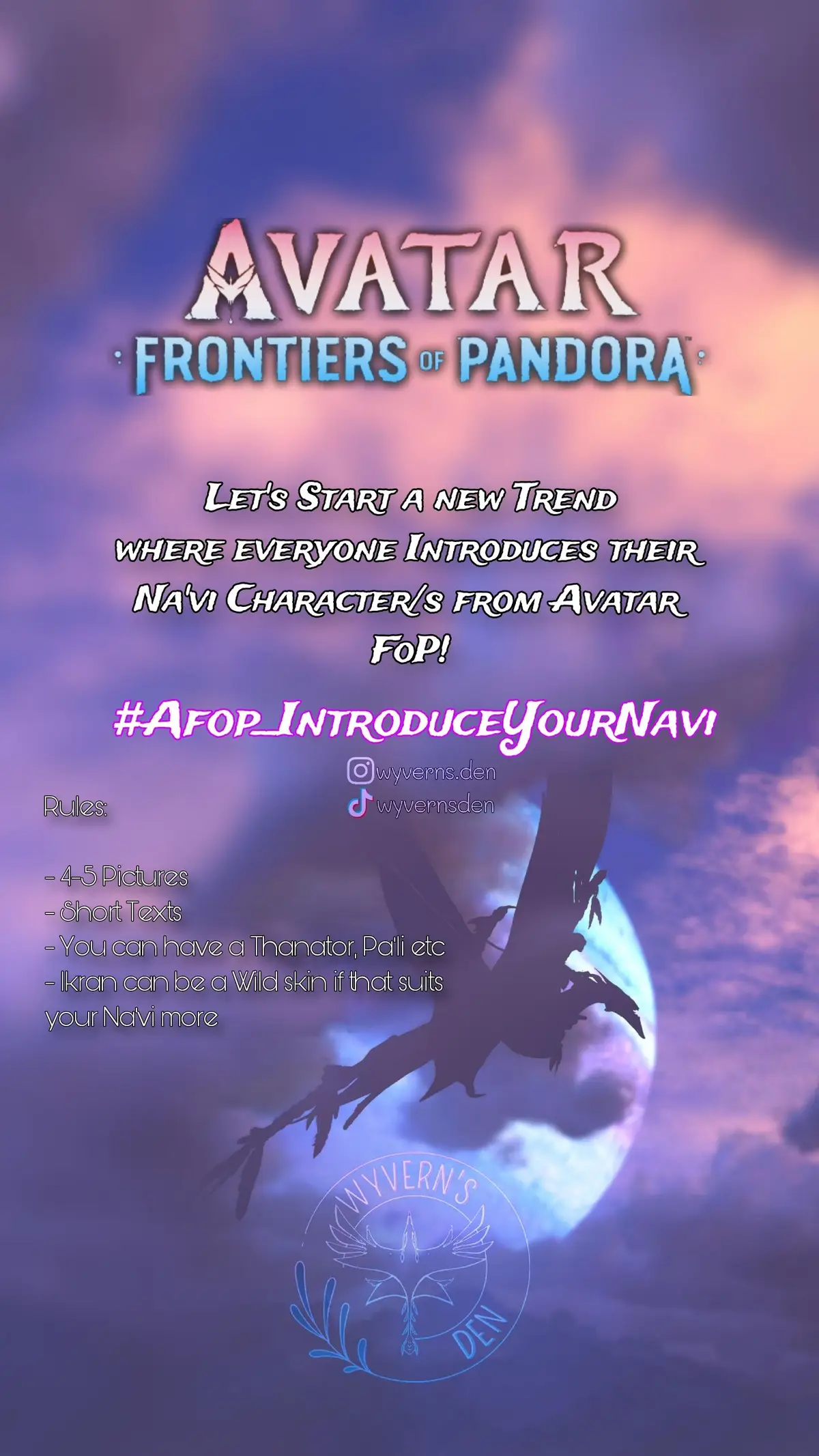 Credit for the Format Idea goes to @🌿🦋astheria🦋🌿  on Discord!🌌 Use the hashtag #Afop_IntroduceYourNavi I'm exited to see all the pretty Na'vi Boys and Girls💙 #avatarfrontiersofpandora #frontiersofpandora #afop #avatarfrontiersofpandoragame #avatartok #theworldofavatar #avatarthewayofwater #avatar2009 #avatar2022 #navi #jakesully #neytiri #openworld #pandora #yunati #teyluk #wyvernsden #avatar #GamerGirl #game #blue #ikran #introduce #character #charactercreation #oc #owncharacter #inspo #fypシ゚viral #colorful #beautiful 