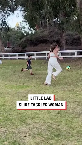 makes ball gesture with hands 😮 🎥: @kayladunham #slidetackle #funny #kids #football #twofoot #tackle #fyp #ladbible #trending