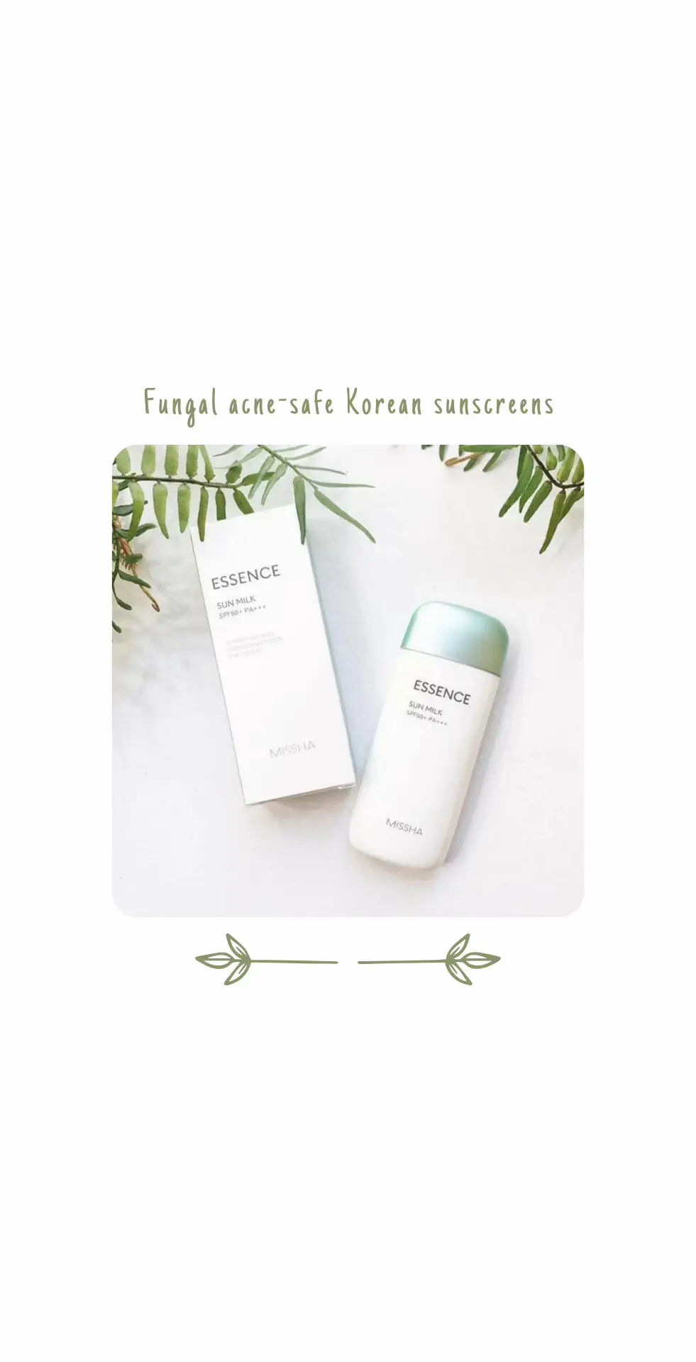 So many asked for this one!! 🫣 fungal acne-safe Korean sunscreens!! 🤩💚✨ . #viralskincare #viralkoreanskincare #koreanskincare #kbeauty #skintok #fyp #foryoupage #beautyangel #SkinCare101 #beautytips #fungalacne #fungalacnesafe #acne #missha #neogen #tonymolly #drjart 