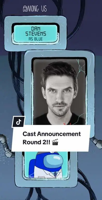 🎬 Meet some of the cast for our upcoming #AmongUsAnimated show!!! 🎬   ROUND 2: ⭐️ Dan Stevens - Blue ⭐️ @kimiko - Cyan ⭐️ Liv Hewson - Black