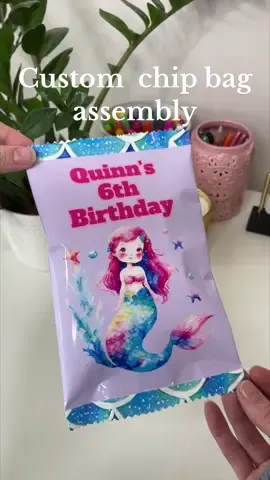 Here’s how to assemble a custom chip bag party favor for a birthday!! 🎈💫 My daughter already had her 6th birthday party, but I wanted to give this as an example of how to make it! I designed this in @Creative Fabrica Studio. Follow along for a step-by-step tutorial over on my YouTube channel to see how I did that. I used NEATO sticker paper because that’s what I had on hand, but regular glossy paper would work a little better because it is thinner. I have those linked as well as all my supplies I used in my LikeToKnowIt and Amazon Store..  🎁🥳 #DIYPartyFavors #BirthdayCelebration #CraftyFun #chipbags #customchipbags #diychipbag #diychipbags #creativefabrica #chipbagtutorial #partyfavors #partyfavorsforkids #custompartyfavors #mermaidbirthday #mermaidbirthdayparty 