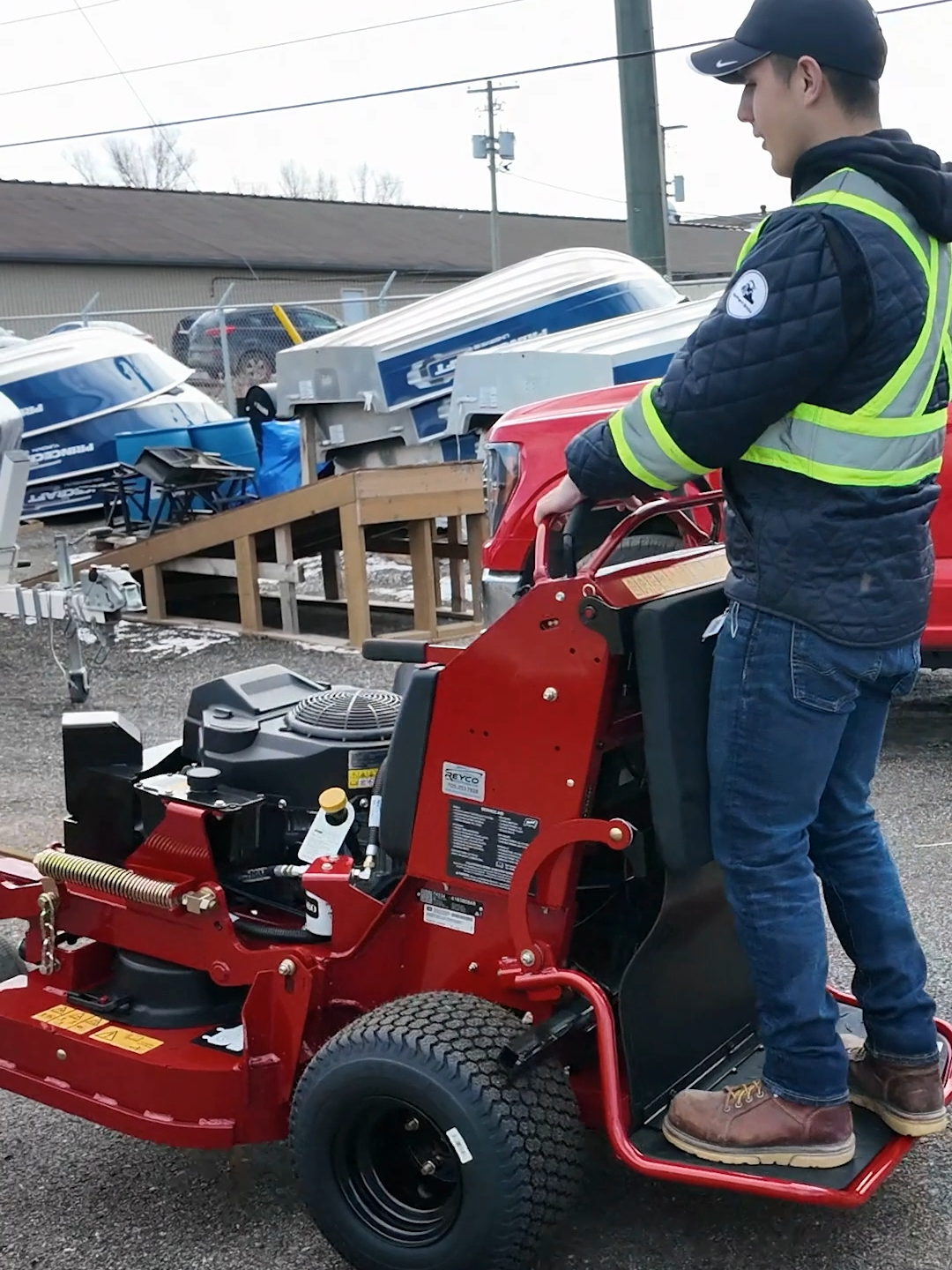 New video up on YouTube! Picking up $120,000 worth of new mowing equipment🌱  #landscaping  #equipment  #loading  #funny  #catwalk  #pushmower  #lawncare  #lawnbusiness  #lawnequipment  #lawntok #springcleaning #funny