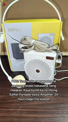 teacher, dasurb mo bumili ng Edifier MF3 Portable Voice Amplifier. 20 hours bago ma-lowbat! Maliit lang din at magaan. #portablespeaker #portableamplifier #teachersoftiktok #teacher @edifierphilippines 