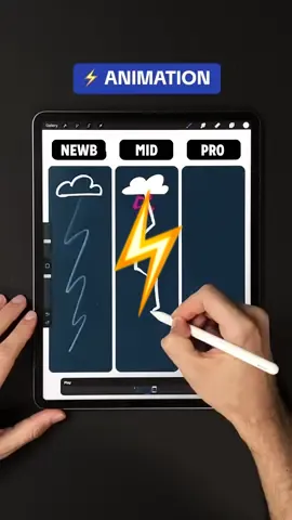 ⚡️ Want to animate lightning? Try this: 1. start with a simple lightning bolt (have fun with it) 2. experiment with more random lines and add an impact 3. use blue hues, white highlights and blur to really level it up! Hope this was helpful ☺️ Don’t forget to save this for later! #animationtutorial #procreate #animation