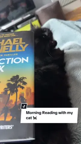 Nothing beats morning reading with Missy 🐈‍⬛ #missycat #morningcatcuddles #morningbook #resurrectionwalk #michaelconnelly #catcuddles #catkisses 
