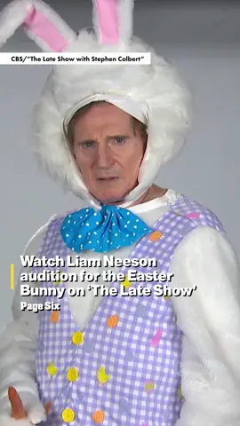 Watch #LiamNeeson audition for the Easter Bunny on ‘The Late Show’. 😂