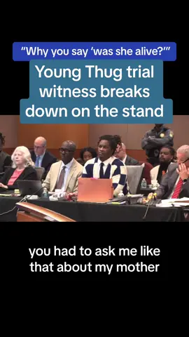 In the Young Thug trial today, Fulton County Chief Deputy District Attorney Adriane Love asked a witness about her mother not being alive in 2013, didn't get an answer, tried to move on, but the witness started crying. The witness is identified as A. Bennett, and she apparently said previously that Young Thug, Walter 