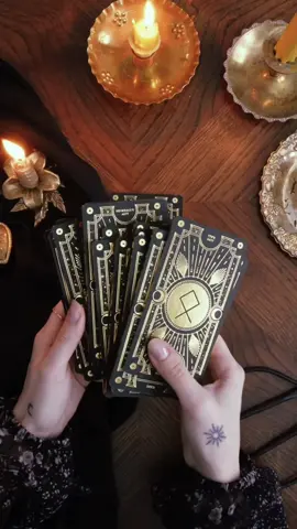 My favorite deck until the end of times 🤍  #cocorrina #gold #magic #cosmicwhisperrunedeck #darkaesthetic #runes #runereading #vikings 