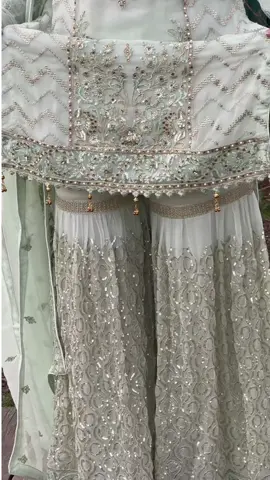 How beautiful is this pistachio sharara 🍋‍🟩 Wanna shop it go to @nahmad_boutique #desi#sharara#eid#collection#trend#pakistani #model #pakistanidress #nahmad_boutique #shoot #outdoor  