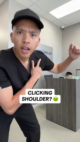 ‼️DON’T FORGET‼️ 1. Hold for 10-15 seconds as long as it doesn’t cause more pain. If you get relief (less clicking/no clicking/less intense clicking), you can repeat as needed for relief. 2. Try using a high counter like the video to get a better stretch for your shoulder. Disclaimer: This is a recommendation and not medical advice. Always ask a doctor in person if this is the right stretch for you.
