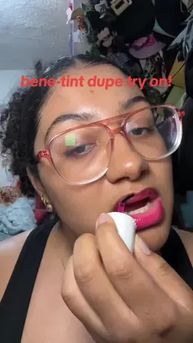 i know this has to have soooo much red dye but she kinda ate 😭 #benetint #benefitcosmetics #lipstain #cheekstain #benetintliptint #benetintdupe #makeup #makeuphacks #makeuptip #fyp #foryou 