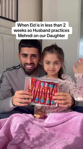 They’re the cutest 🥹 He wants to get better for Eid time! #foryou #fatherdaughter #toddlersoftiktok #mehndi #henna #Ramadan #eidmubarak #eid #viral 