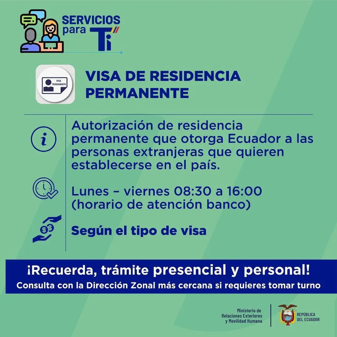 📣 Si vas a solicitar una Visa de Residencia Permanente, te contamos el proceso del trámite AQUÍ⬇️  📸 @cancilleria_ecuador  0995974793📲  #ServiciosParaTi #visa #usa #viajes #virte #visa