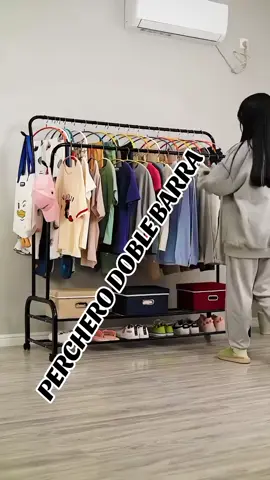 perchero doble barra con ruedas #colgadorderopa #tiktok #calidad #peru #tendencia #viral #mueble #zapatillas #organizador #colgador #lima #mercadocentrallima🇵🇪😊 