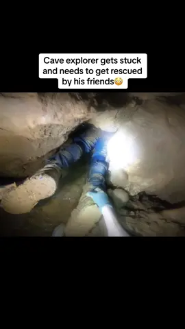 Imagine if he was all alone when he got stuck 😳 #nature #fyp #storm #insane #Outdoors #adrenaline #panic #cave #caving 