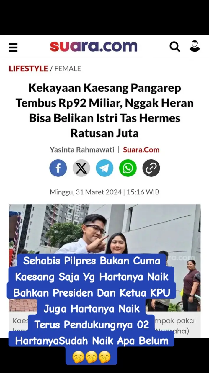 #sehabis pemilu yg dukung 02 banyak y hartanya makin naik#apa mungkin karna gaji dr pemerintah sudah naik y#🤣🤣🤣🤣🤣🤣 #