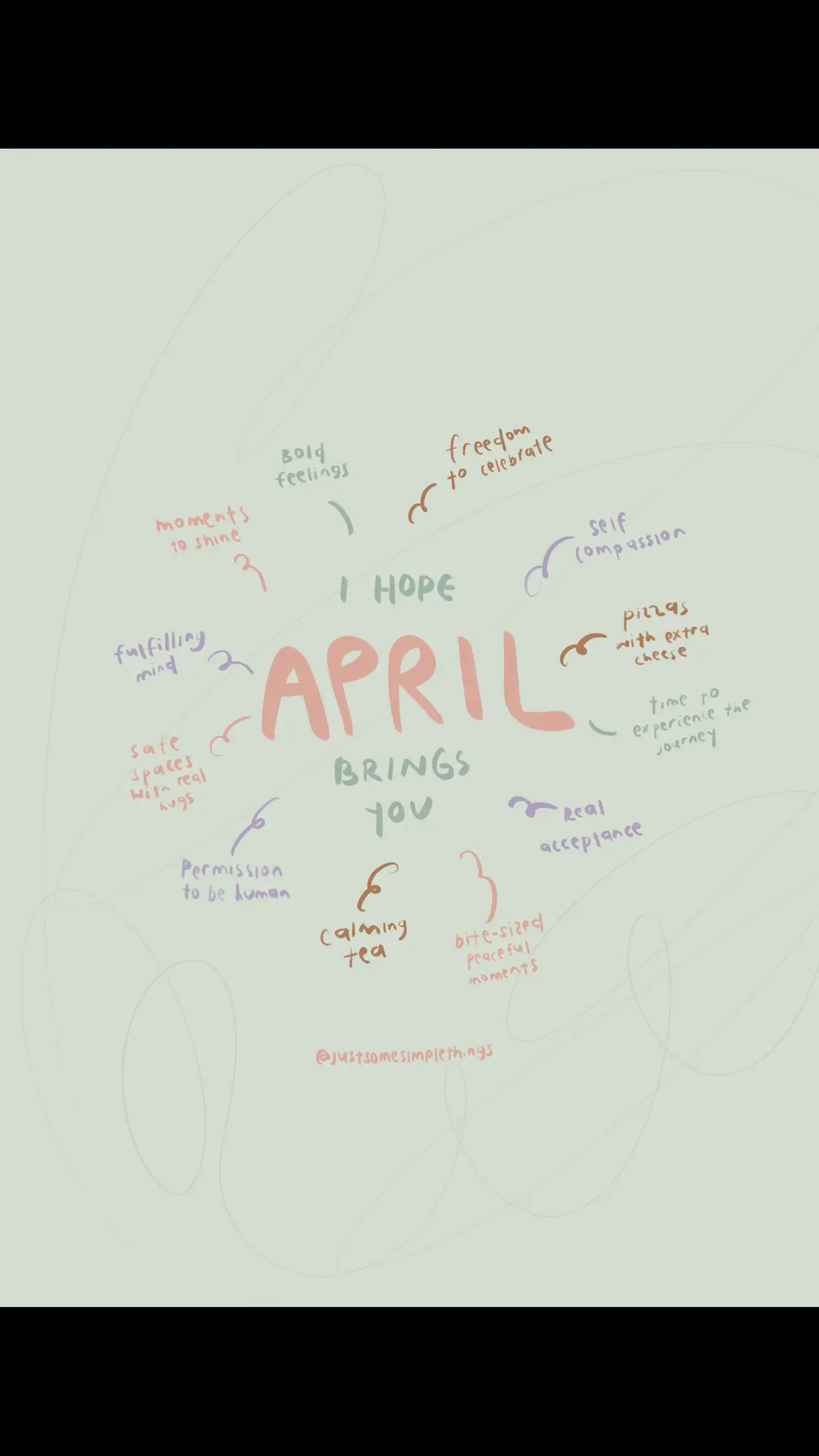 I hope April brings you all that bold feelings, safe spaces and real acceptance 🤍 #helloapril🌸 #aprilaffirmations #april #monthlyaffirmation #aprilishere