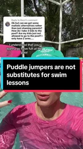 Replying to @Becci puddle jumpers are not a substitute for swim lessons or touch supervision. Its not safe to be outnumbered at the pool with children who cant swim. #puddlejumper #swimmingpool #swimlessons #parentingtips #momsbelike #watersafety #toddlertok #swimminglessons #fypage 