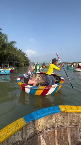 Basket  boat dancing in Hoi An involves spinning, singing, and dancing in  traditional bamboo basket boats within the Bay Mau coconut forest,  offering a unique cultural and natural experience just 7 km from Hoi  An's center.     #HoiAnAdventure   #BasketBoatDancing   #Vietnam #travel  #culturetiktok #explore #baymauvietnam  #traditional  #nature  #adventure  #vietnamtoiyeu