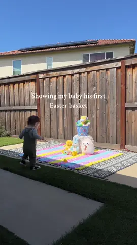 He was so excited and loved everything!  #baby #toddler #easter #spring #toddlermom #eastersunday #easterbasket #firsttimemom  