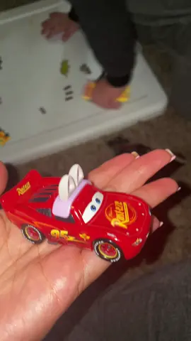 the way he snatched mqueen from my hand 😂  #easter #easterbunny #cars 
