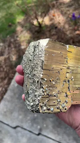 Big 8.25 pound block Pyrite from old 1960's mining. Huanzala mine, Huallanca, Bolognesi Prov., Ancash, Peru. Corners are modified not damage. On sale on Etsy #pyrite #crystals#ShopTillYouDrop 