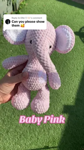 Replying to @Ellie🤍🫶🏻 Elephants are better in pink… dont you think? #crochet #crochetplushie #handmadegify #babygirl #babypink #chenilleyarn  
