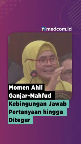 Dosen TI Universitas Pasundan, Leony Lidya ditegur Ketua MK Suhartoyo dalam sidang lanjutan sengketa hasil Pemilihan Presiden (Pilpres) 2024 di Mahkamah Konstitusi (MK), Selasa (2/4/2024). Pasalnya, ia tampak kebingungan dalam menjawab pertanyaan peserta sidang. #sidanggugatanpilpres2024  #ganjarmahfud  #medcomid