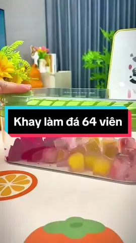 Khay làm đá thông minh 64 viên, nắp đậy kín, lấy đá chỉ với 1 lần nhấn #khaylamda #khaylamdathongminh #xuhuong #vairal #fyp 