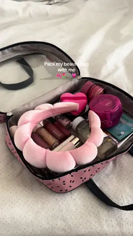 An exciting trip coming up ✈️💘🤭#packwithme #beautybag #BeautyTok #packing #makeupbag #forthegirls #girlythings #girltok #girlygirl #pink #makeup #traveltok  @Rare Beauty @FENTY SKIN @Original Beautyblender @Saie @Benefit Cosmetics @laneige_us @Estée Lauder 