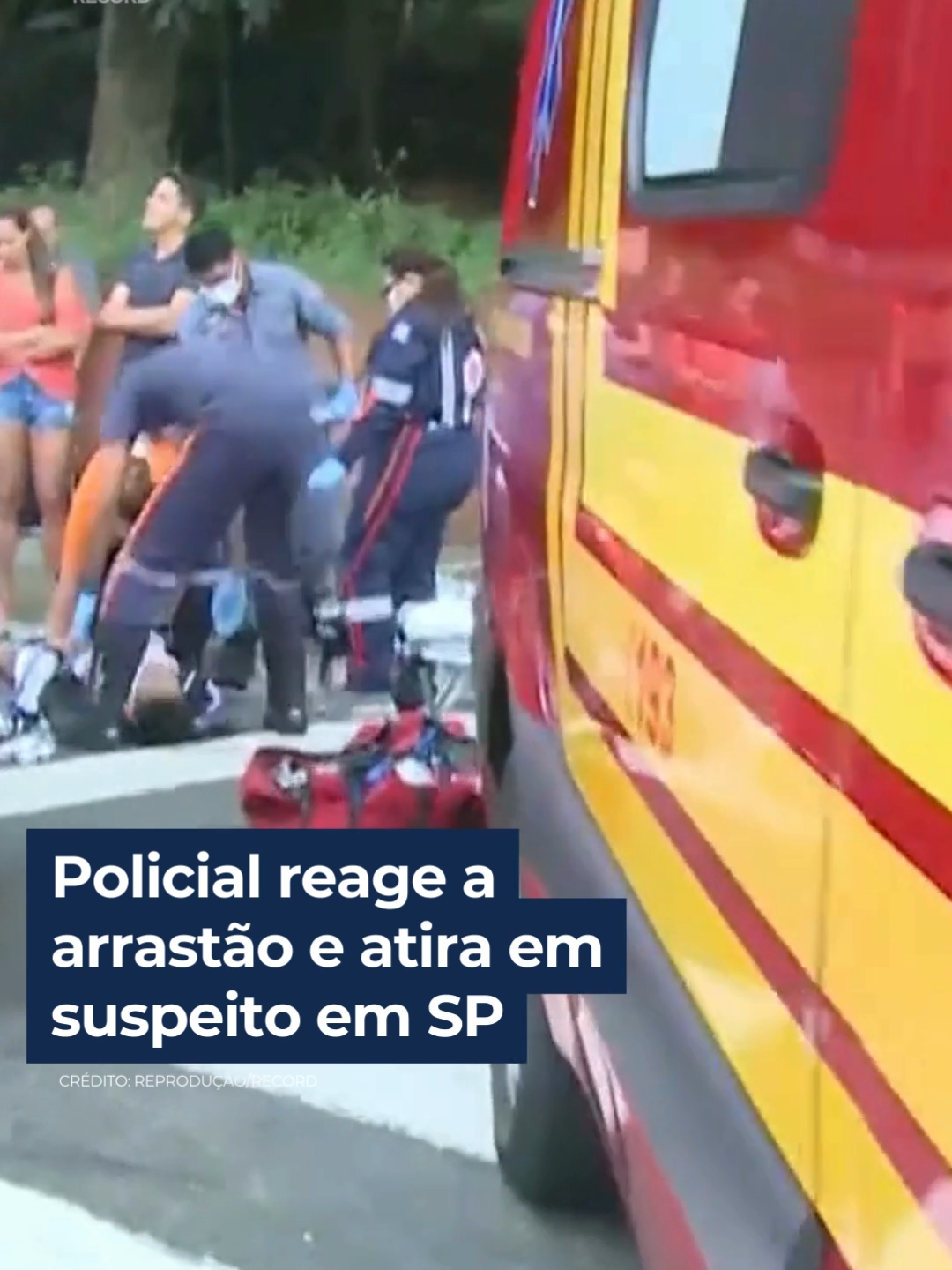 Um policial que estava em um dos carros reagiu e um suspeito foi baleado #TikTokNotícias #JornalDaRecord #violência #SP #arrastão