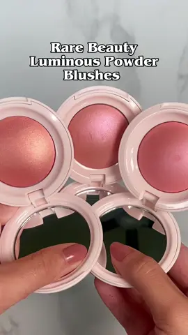 ✨NEW RARE BEAUTY BLUSHES✨ ​Today I’m showing you swatches of all of the shades of the Rare Beauty Soft Pinch Luminous Powder Blush! They are in super similar packaging as the highlighters. I ended up loving the highlighters because even though they’re blinding, they melt on the skin. Here are all the swatches for you. Tomorrow will be an application review video☺️ They’re available at @sephora  ​💓Rare Beauty by Selena Gomez Soft Pinch Luminous Powder Blush $26USD (6 shades) ​What it is: A lightweight glowy blush with buildable, seamless, and silky color to keep you beaming all day. Medium coverage & radiant finish. ​Swatch order: ​Cheer ​Hope ​Joy ​Happy ​Love ​Truth ​💓my opinion: ​I like these more than I even thought I would! They are definitely blinding but the formula is not chunky or glittery. Perfect blush or bush topper for a more subtle look. The deeper two shades are super pigmented and can work for deeper skintones 👏🏼 @Rare Beauty #rarebeautypowderblush #blushswatches #newmakeupreases  ​#rarebeauty #rarebeautyluminousblush #rarebeautyblush #makeupswatches #makeupreview  ​ @Vianney Strick 